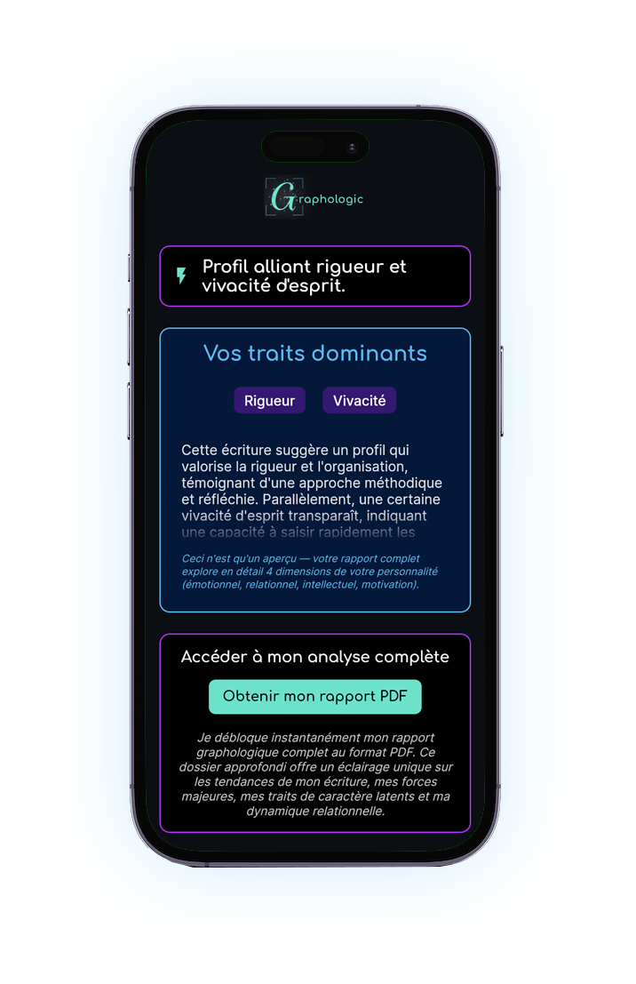 Page resultat Graphologic - Mockup Iphone